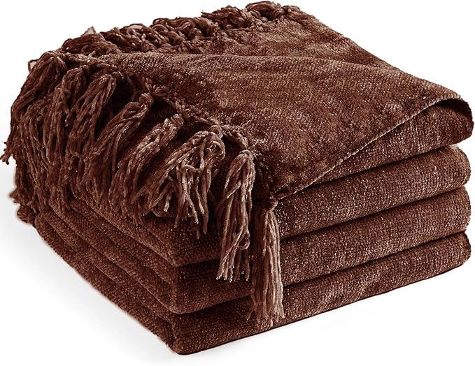 Chenille Throw Blanket for Couch 50"X 60", Soft Cozy Throws by LONGCREATE
