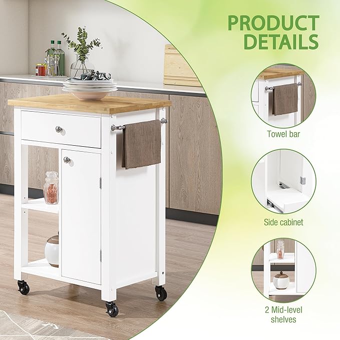 OSP Home Furnishings Derry Modern Farmhouse Kitchen Cart - Image 6