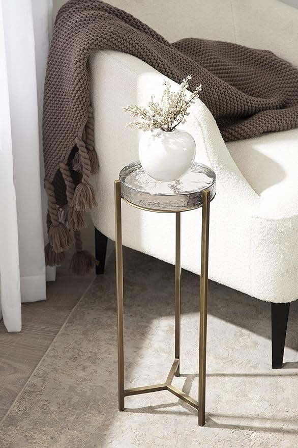 Kate and Laurel Aguilar Modern Drink Table; 9 x 9 x 23; Brass - Image 2