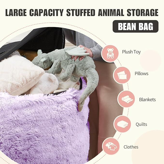 5FT Bean Bag Cover for Stuffed Animals Machine Washable, Gaming Bean Bag Chairs - Image 3
