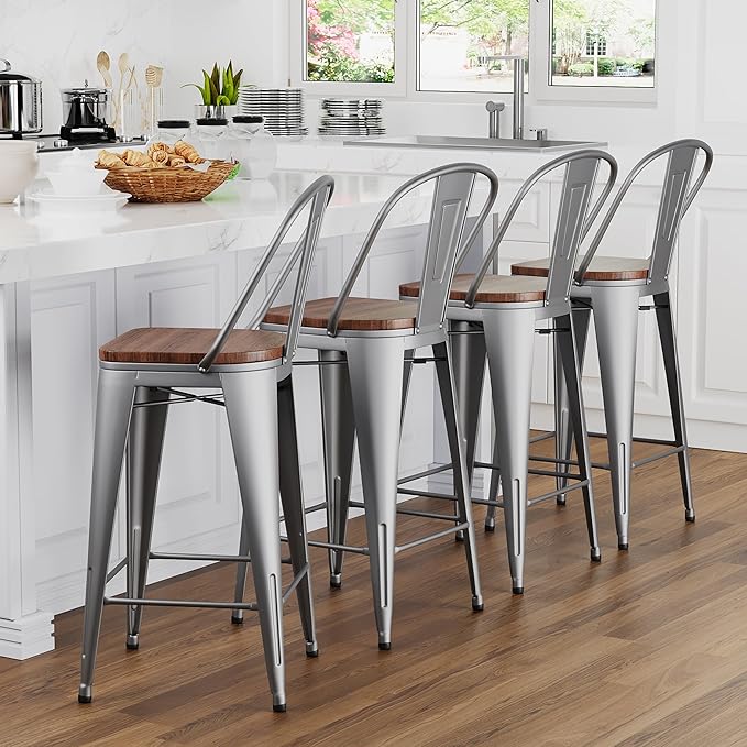 Yongqiang 26 inch Bar Stools Set of 4 Kitchen Counter Height Bar Chairs High by lightupyourlife