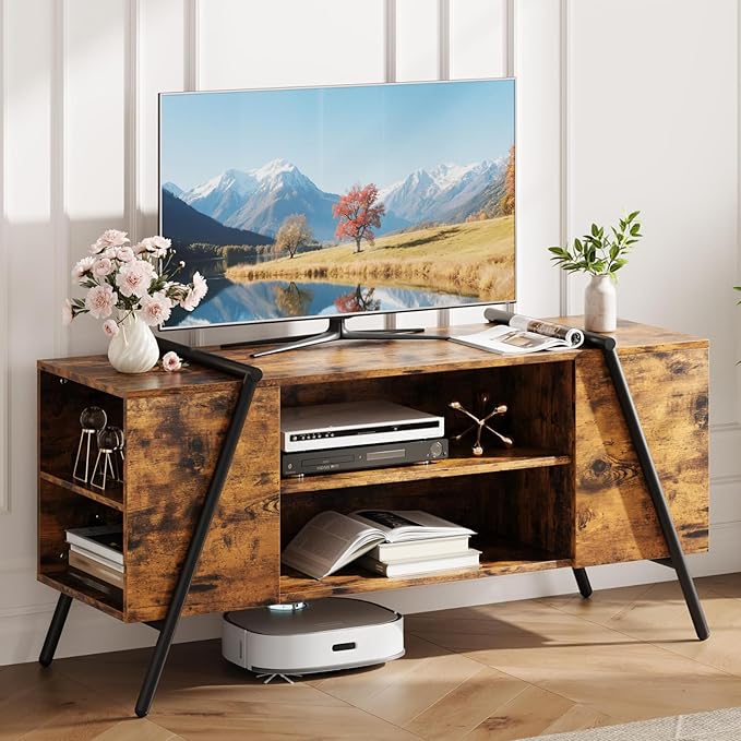 Garvee 47 Inch TV Stand with Slanted Metal Legs, Industrial Media Console with by Garvee