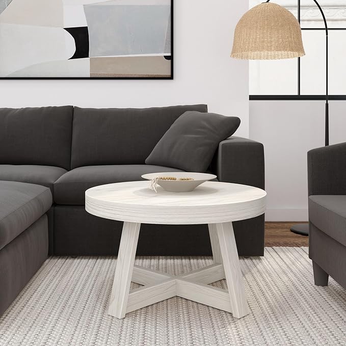 Plank+Beam Classic Round Coffee Table, 30 Inch Farmhouse Coffee Table, Mini - Image 3
