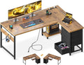 AODK L Shaped Desk with 4 Tier Drawers, L Shaped Computer Desk with USB by AODK