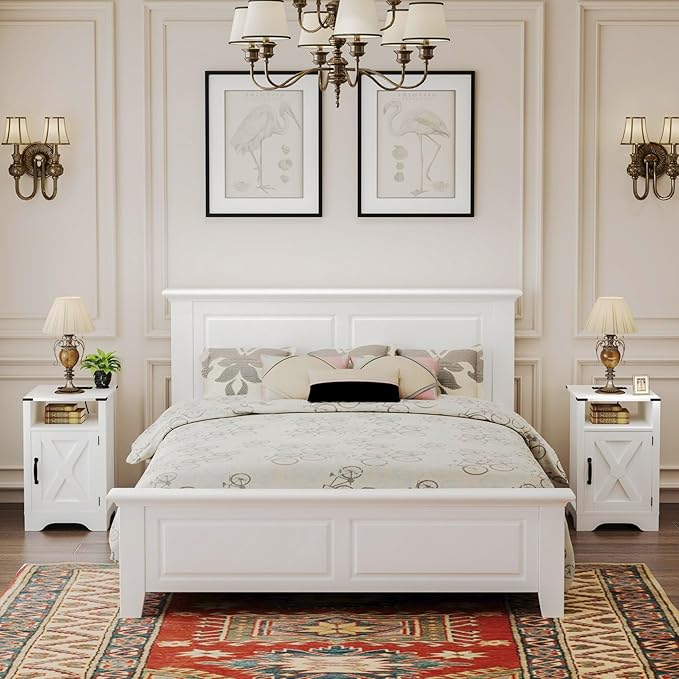 RoyalCraft Nightstand Set of 2, Tall Farmhouse Bedside Table - Image 8