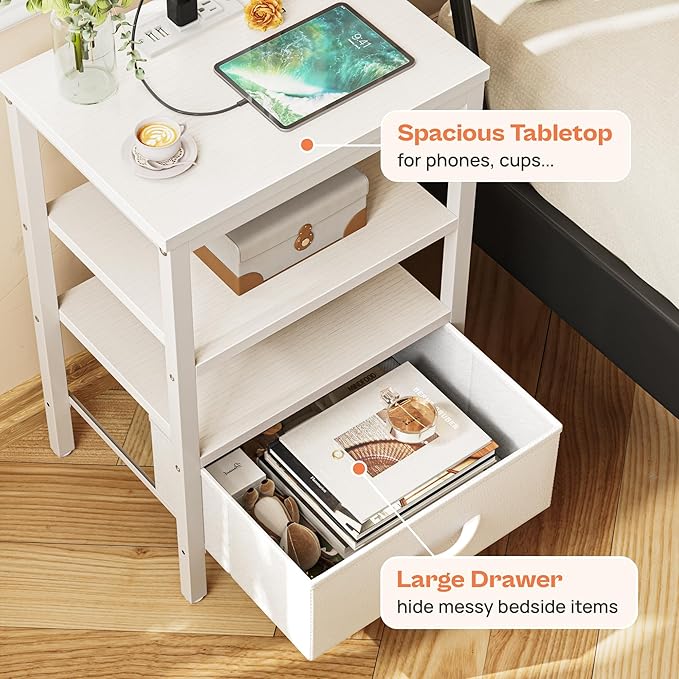 SUPERJARE Nightstand Set of 2, Bed Side Tables - Image 5