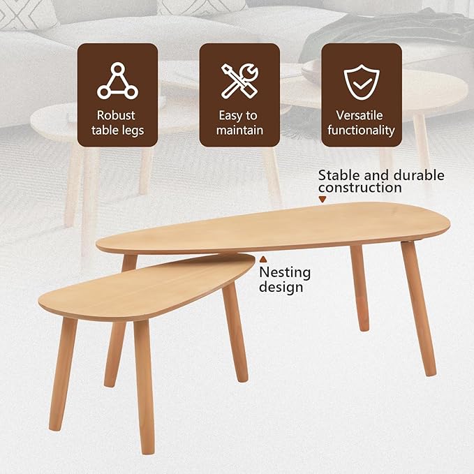 vidaXL Nesting Coffee Table 2 pcs, Side Tables - Image 7