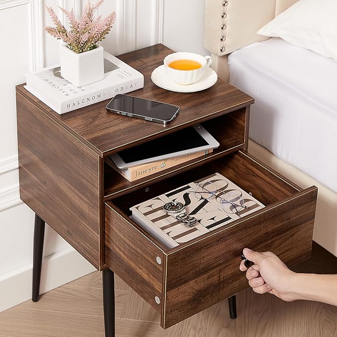 VECELO Modern Nightstands Set of 2, Square End Side Table - Image 7