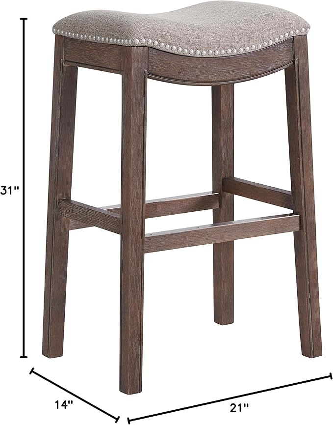 Alaterre Furniture Williston Bar Height Stool, Dark Brown, Solid Rubberwood - Image 3