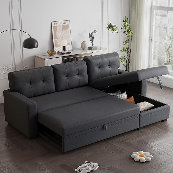 Ball & Cast Convertible Sectional Sleeper Sofa Bed L Shaped 4 in 1 Pull Out - Image 5