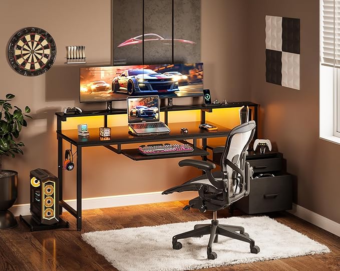 AODK Computer Desk with Drawers and Keyboard Tray, Reversible Study Work Desk - Image 9