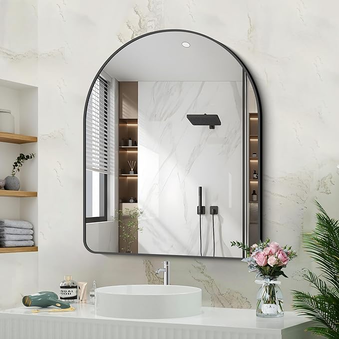 Arched Bathroom Mirror, Wall Mounted Mirror, Living Room, Hanging or Leaning by GLASHOM