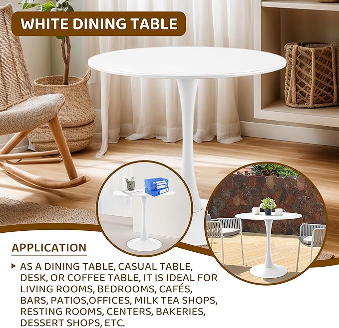 Round White Dining Table Modern Kitchen Table - Image 3