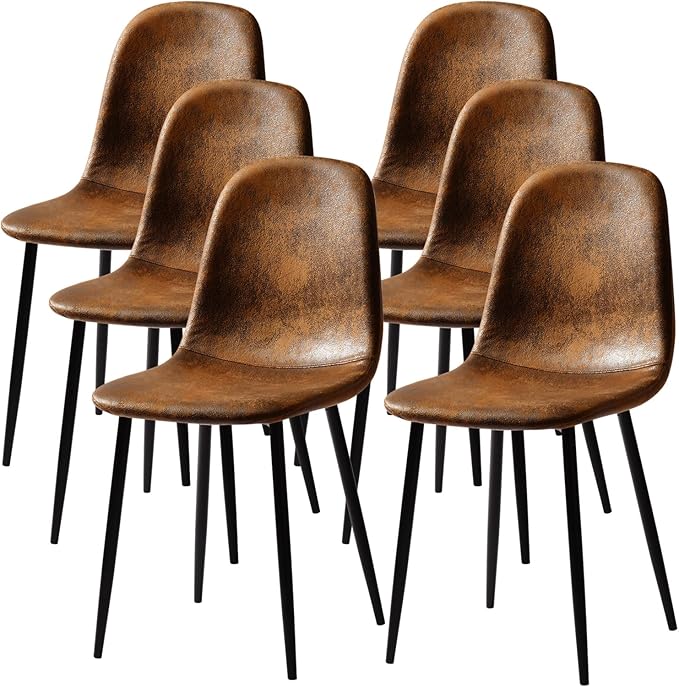 FurnitureR Dining Chairs Set of 6, Fabric Suede Dining Room Side Seating by FurnitureR