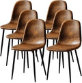 FurnitureR Dining Chairs Set of 6, Fabric Suede Dining Room Side Seating by FurnitureR