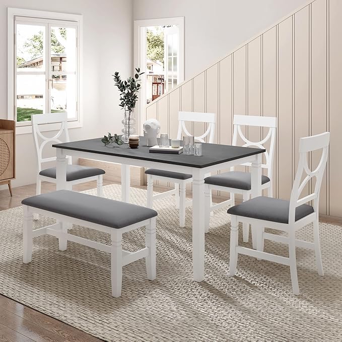 Ball & Cast 6 Piece Wood Dining Table Set, Kitchen Table Set by BallCast