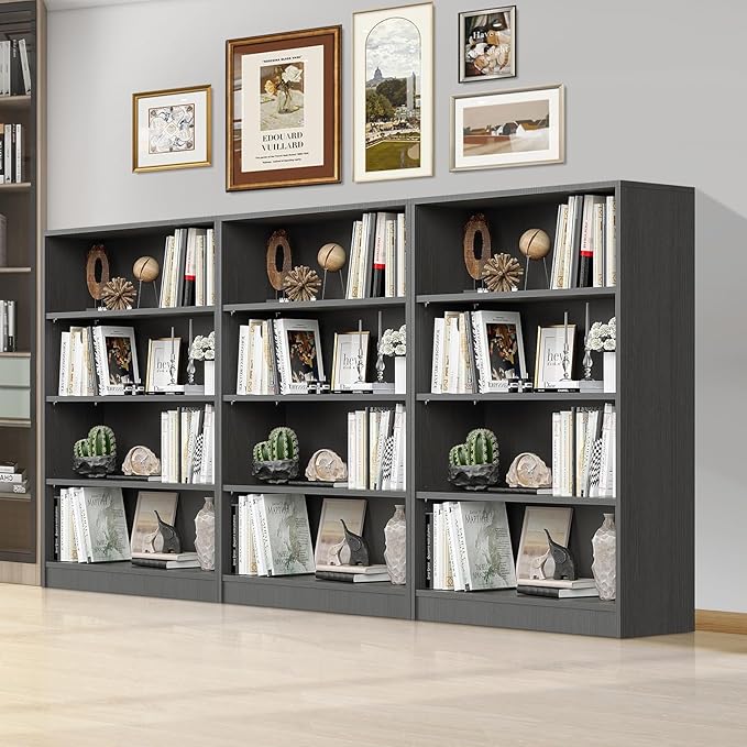 Wooden Bookcase with Adjustable Shelves, 4 Tier Wooden Bookshelf - Image 3