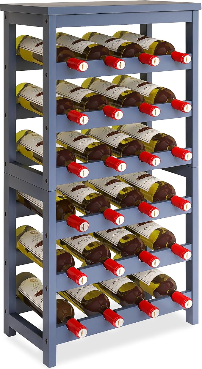 Wine Rack, 6 Tier 24 Bottles Bamboo Wine Organizer Holder, Floor Freestanding by STELLSTAR