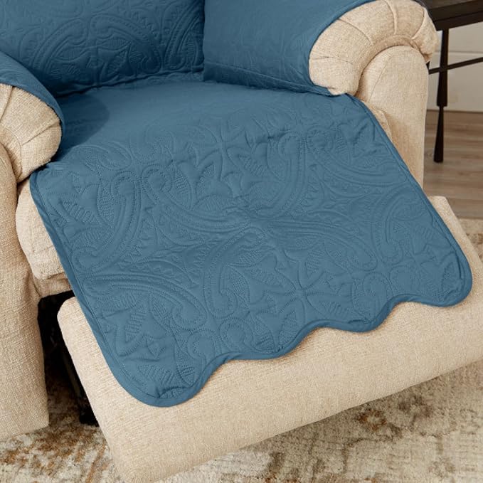 Great Bay Home Medallion Stitched Solid Furniture Protector Stain Resistant - Image 2