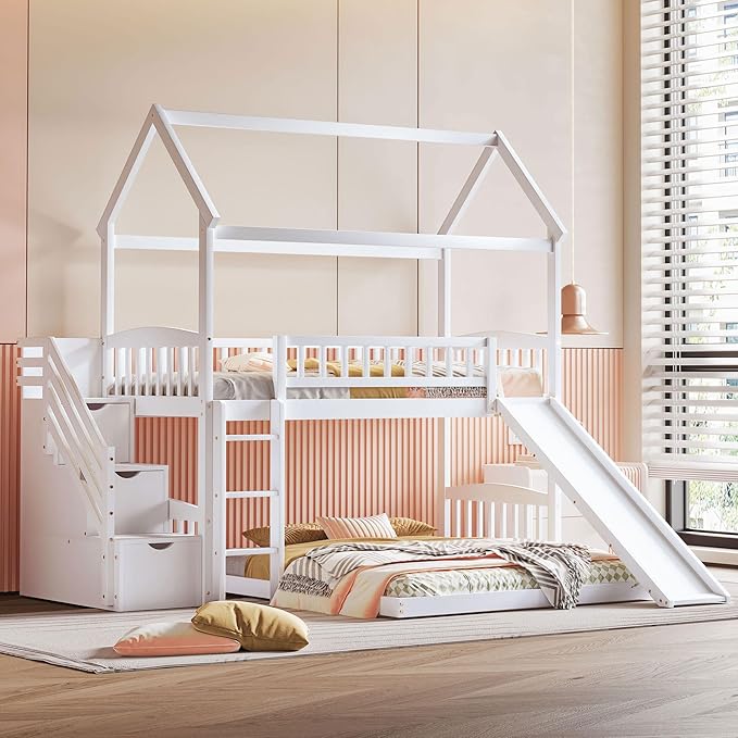 Ball & Cast Twin Over Twin Size House Bunk Bed by BallCast