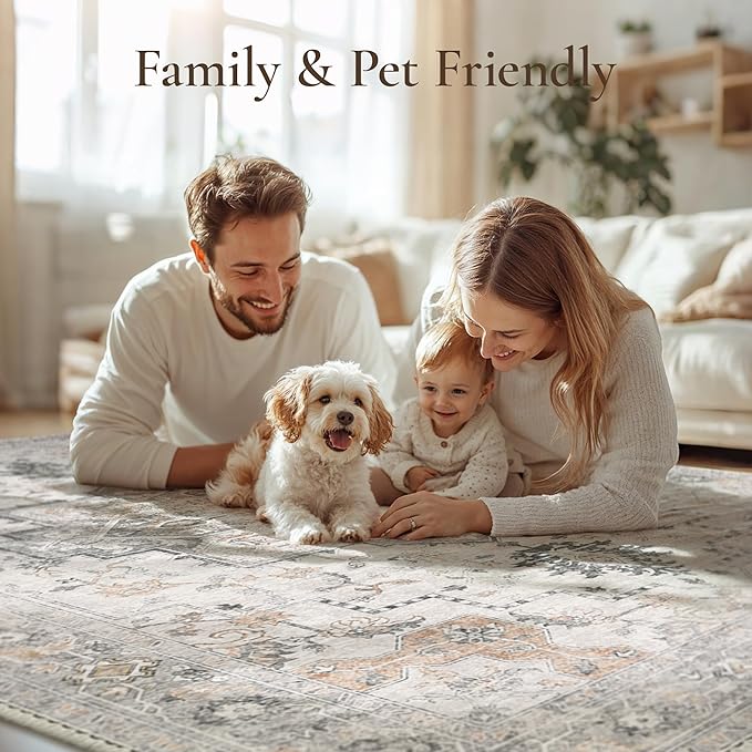 GENIMO Runner Rug 2'6''x12, Non Slip Vintage Hallway Runner Rugs, Low Pile - Image 3