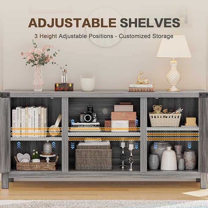 YESHOMY Farmhouse Buffet & Sideboard, Wood Coffee Bar - Image 5