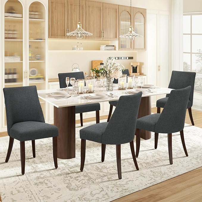 COLAMY Upholstered Dining Chairs Set of 2, Mid Century Modern Kitchen Chairs - Image 8