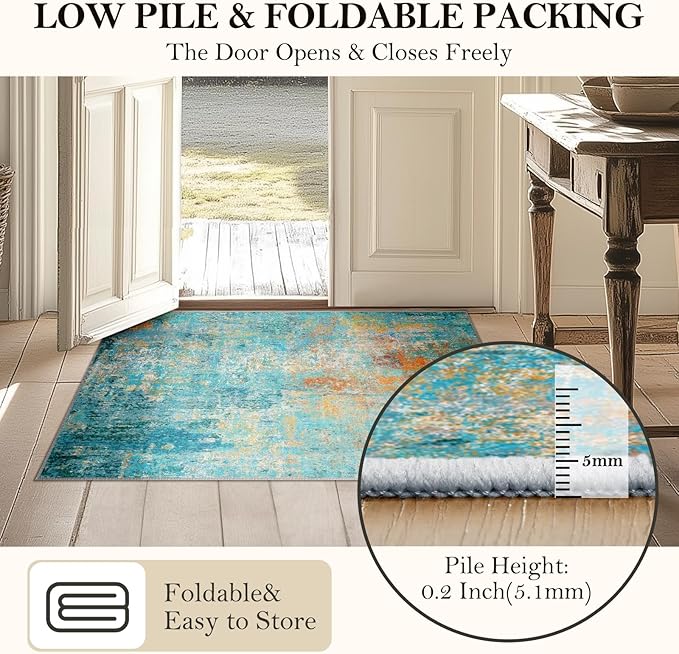 Washable Area Rugs 9'x12' Non-Slip Modern Abstract Soft - Image 5