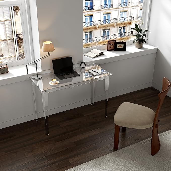 HMYHUM Acrylic Computer Desk, 43.3 Inch, Easy Assembly, 19.7" W x 29.5" H - Image 2