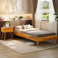 Bme Dinkee Twin Bed Frames without Headboard, Acacia Wood 15 Inch Platform Bed by Bme