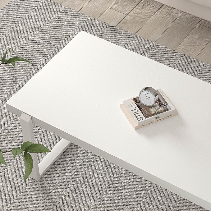 EXCEFUR Small Coffee Table, Modern Minimalist Wood and Metal Center Table - Image 4
