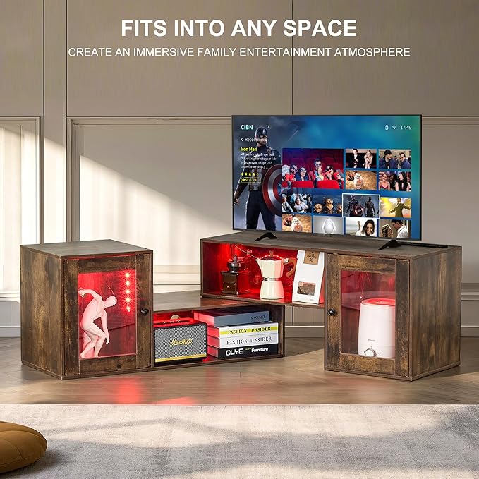 VECELO LED TV Stand for Televisions up to 70 Inchs Modern Entertainment Center - Image 7