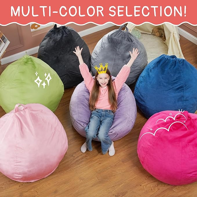 2FT Bean Bag Chair with Ultra Soft Velvet Cover Bean Bag Sofa with Memory Foam - Image 6