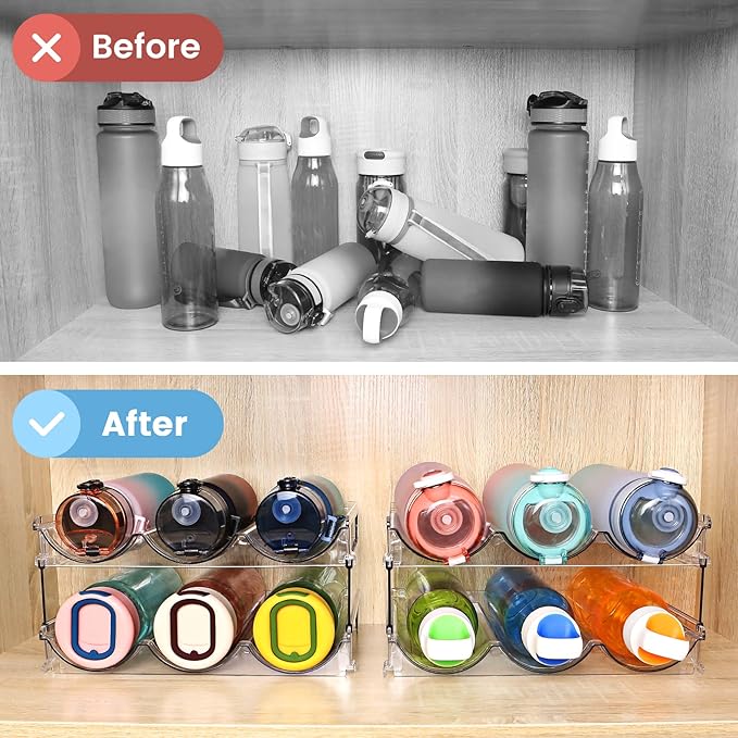 Water Bottle Organizer for Cabinet, 4 Pack Water Bottle Organization and - Image 4