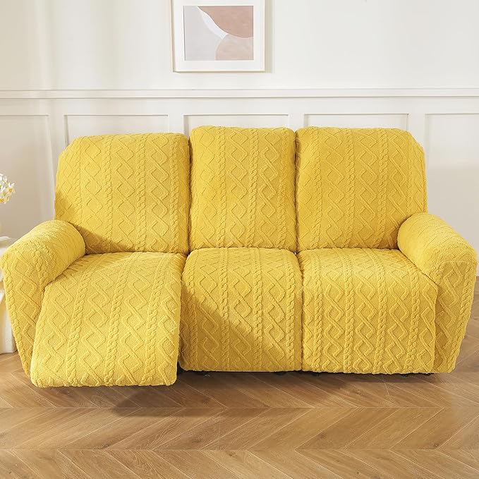 vctops 8 Pieces Geometric Jacquard Plush Recliner Sofa Covers Soft Fuzzy Fluffy - Image 6