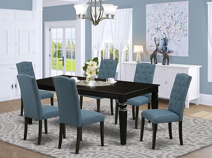 East West Furniture LGCE7-BLK-21 7 Piece Modern Dining Set Consist of a - Image 2