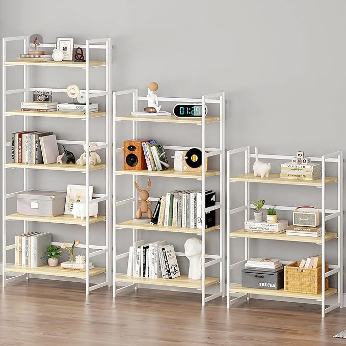 BHG Vintage Multifunctional Folding Bookshelf, No-Assembly Plant Stand Storage - Image 5