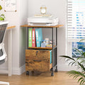 Small Filing Cabinet with Lock, Printer Stand with File Storage, Rolling by ThreeHio