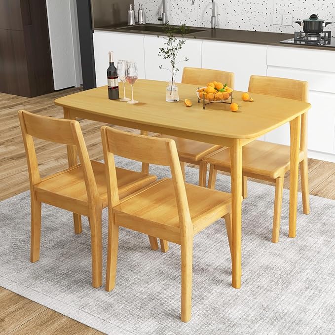 COSTWAY Dining Table, 48” Wooden Rectangular Kitchen Table - Image 4
