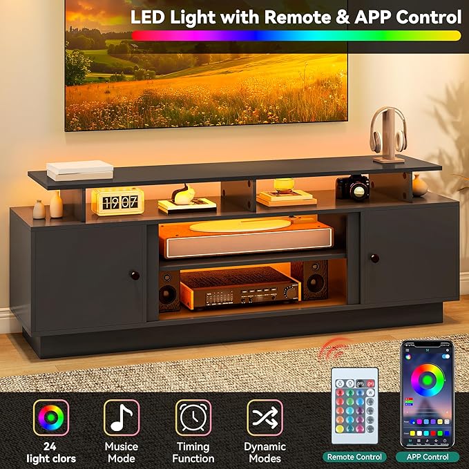 YITAHOME Modern TV Stand with LED Lights - Image 4