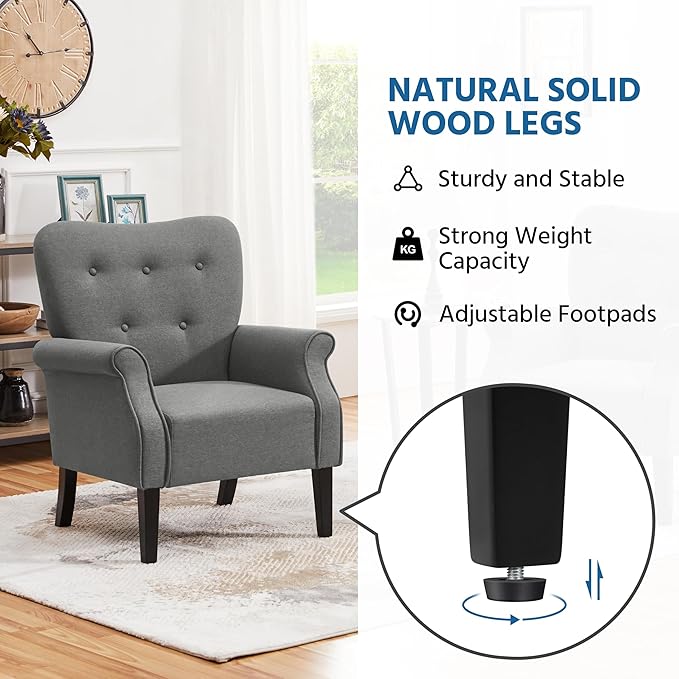 Yaheetech Modern Armchair, Mid Century Accent Chair - Image 7