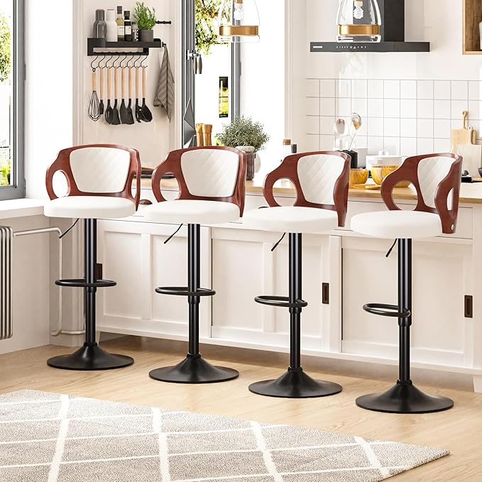 VECELO Bar Stool Set of 4, Kitchen Island Stools - Image 3