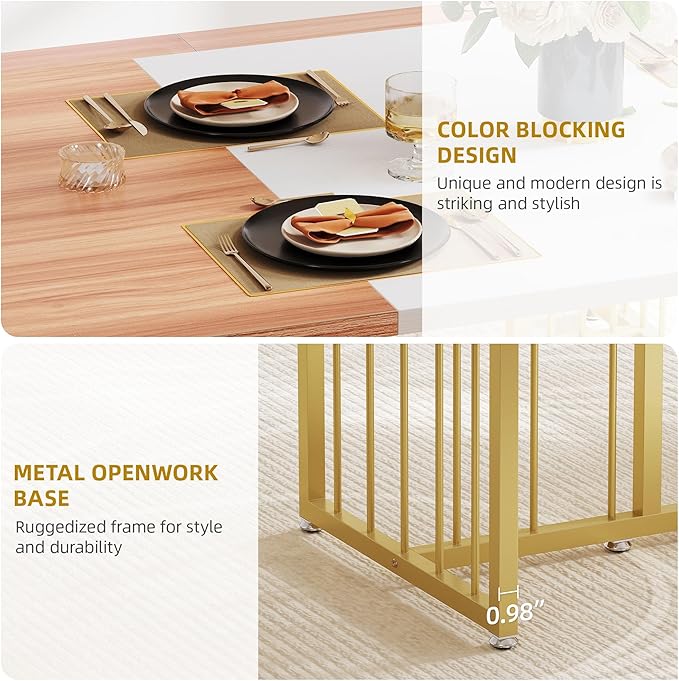 DWVO 3-Piece Dining Table Set for 6-8 People 63" Kitchen Table - Image 4