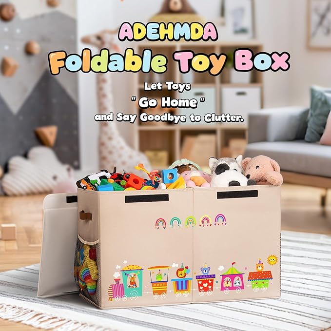 80L Large Toy Storage Box with Lid, Large Toy Box Chest - Image 2