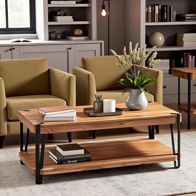 Alaterre Furniture Ryegate 48" Live Edge Wood Coffee Table â€“ Solid Acacia - Image 7