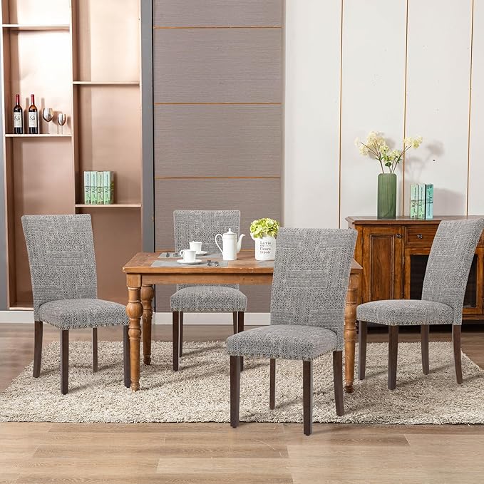 COLAMY Upholstered Parsons Dining Chairs Set of 2, Fabric Dining Room Kitchen - Image 7