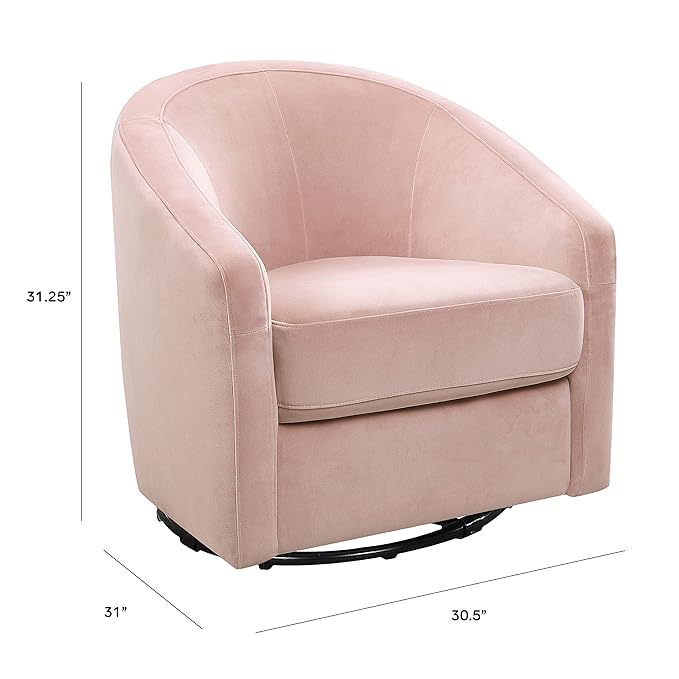 babyletto Madison Swivel Glider in Blush Pink Velvet - Image 3