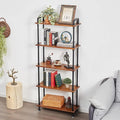 Industrial Bookshelf, 5 Shelf Bookcase, Rustic Brown Pipe Shelving by ANYNICE