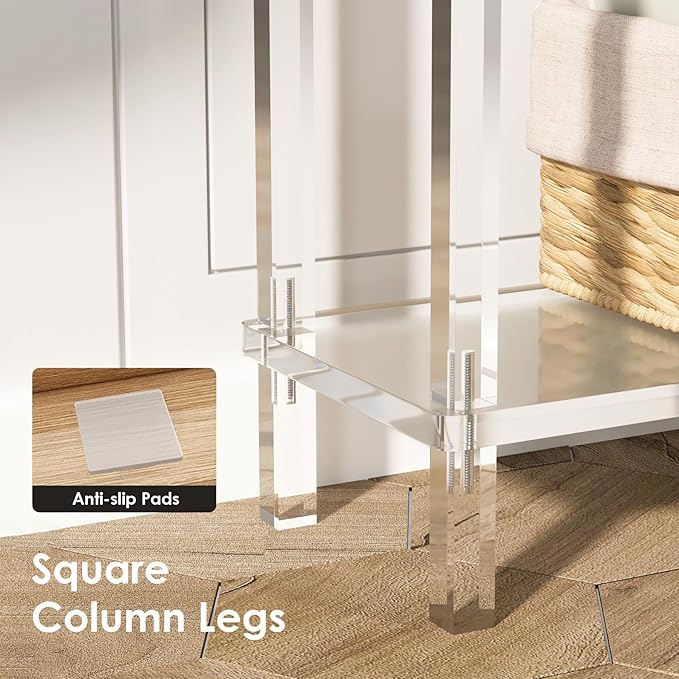 Sleek Modern 2-Tier Acrylic Console Table, 39.4" L x 7.6" W x 31.5" H - Image 7