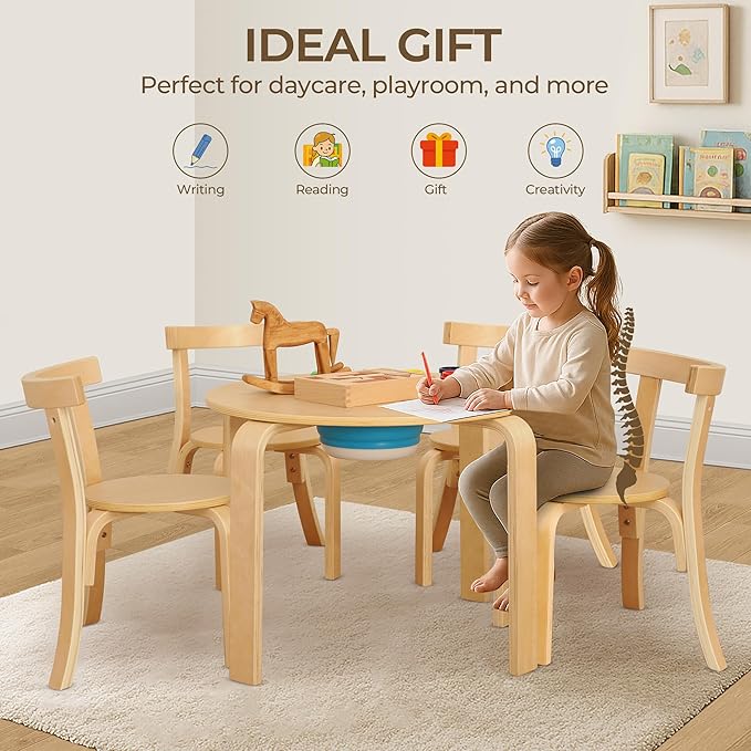 Kid Round Table and 4 Chairs Set - Image 6